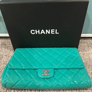 Chanel Patent Clutch with chain